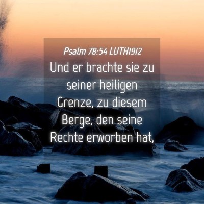 Picture 04 - Psalm 78:54 LUTH1912 - Und er brachte sie zu seiner heiligen Grenze, zu - Bible Verse Picture