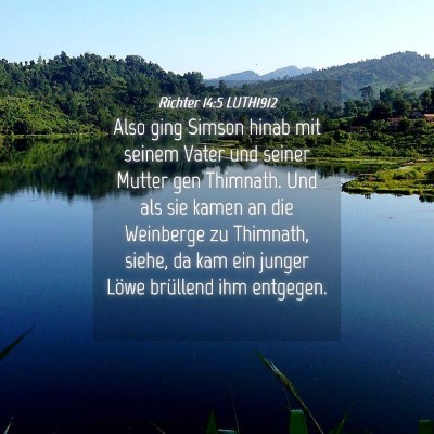 Picture 04 - Richter 14:5 LUTH1912 - Also ging Simson hinab mit seinem Vater und - Bible Verse Picture