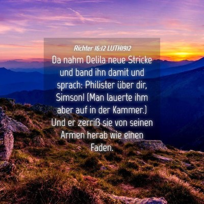Picture 04 - Richter 16:12 LUTH1912 - Da nahm Delila neue Stricke und band ihn damit - Bible Verse Picture