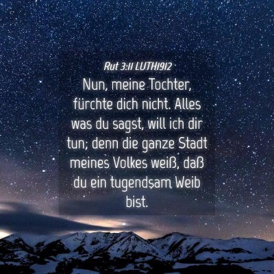 Picture 04 - Rut 3:11 LUTH1912 - Nun, meine Tochter, fürchte dich nicht. Alles - Bible Verse Picture
