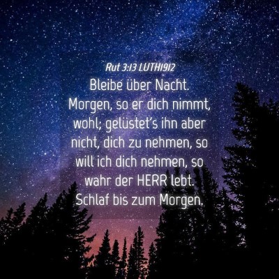Picture 04 - Rut 3:13 LUTH1912 - Bleibe über Nacht. Morgen, so er dich nimmt, - Bible Verse Picture