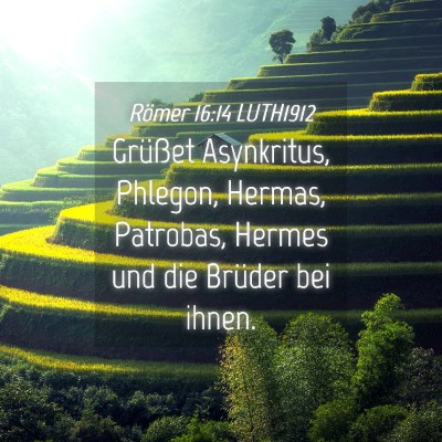 Picture 04 - Römer 16:14 LUTH1912 - Grüßet Asynkritus, Phlegon, Hermas, Patrobas, - Bible Verse Picture