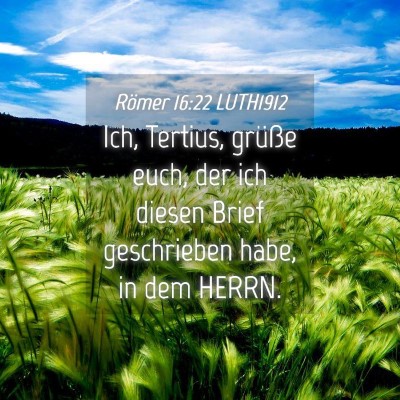 Picture 04 - Römer 16:22 LUTH1912 - Ich, Tertius, grüße euch, der ich diesen Brief - Bible Verse Picture