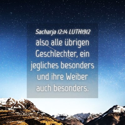 Picture 04 - Sacharja 12:14 LUTH1912 - also alle übrigen Geschlechter, ein jegliches - Bible Verse Picture
