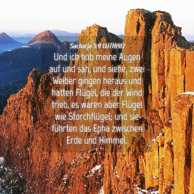 Picture 04 - Sacharja 5:9 LUTH1912 - Und ich hob meine Augen auf und sah, und siehe, - Bible Verse Picture