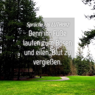Picture 04 - Sprüche 1:16 LUTH1912 - Denn ihr Füße laufen zum Bösen und eilen, Blut - Bible Verse Picture