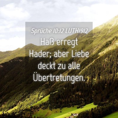 Picture 04 - Sprüche 10:12 LUTH1912 - Haß erregt Hader; aber Liebe deckt zu alle - Bible Verse Picture