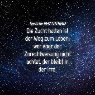 Picture 04 - Sprüche 10:17 LUTH1912 - Die Zucht halten ist der Weg zum Leben; wer aber - Bible Verse Picture
