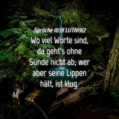 Picture 04 - Sprüche 10:19 LUTH1912 - Wo viel Worte sind, da geht's ohne Sünde nicht - Bible Verse Picture