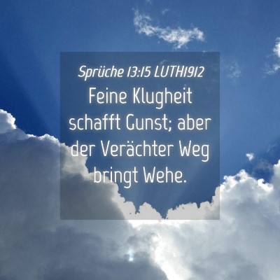Picture 04 - Sprüche 13:15 LUTH1912 - Feine Klugheit schafft Gunst; aber der Verächter - Bible Verse Picture