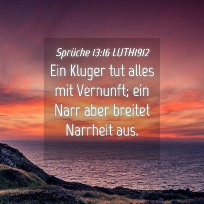 Picture 04 - Sprüche 13:16 LUTH1912 - Ein Kluger tut alles mit Vernunft; ein Narr aber - Bible Verse Picture