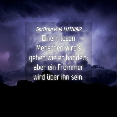 Picture 04 - Sprüche 14:14 LUTH1912 - Einem losen Menschen wird's gehen wie er handelt; - Bible Verse Picture