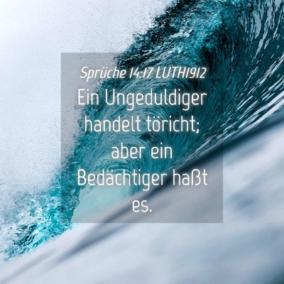 Picture 04 - Sprüche 14:17 LUTH1912 - Ein Ungeduldiger handelt töricht; aber ein - Bible Verse Picture