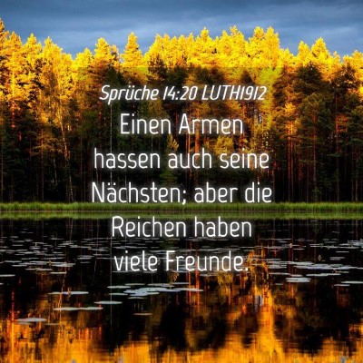 Picture 04 - Sprüche 14:20 LUTH1912 - Einen Armen hassen auch seine Nächsten; aber die - Bible Verse Picture