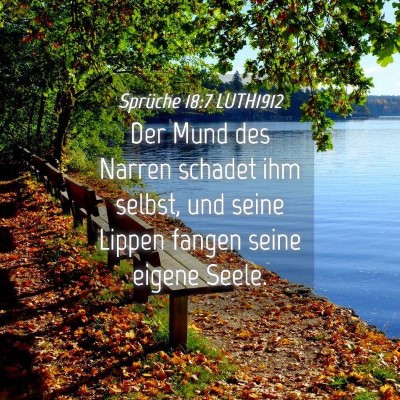 Picture 04 - Sprüche 18:7 LUTH1912 - Der Mund des Narren schadet ihm selbst, und seine - Bible Verse Picture