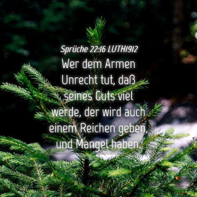 Picture 04 - Sprüche 22:16 LUTH1912 - Wer dem Armen Unrecht tut, daß seines Guts viel - Bible Verse Picture