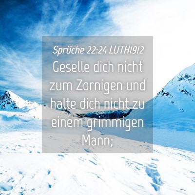 Picture 04 - Sprüche 22:24 LUTH1912 - Geselle dich nicht zum Zornigen und halte dich - Bible Verse Picture