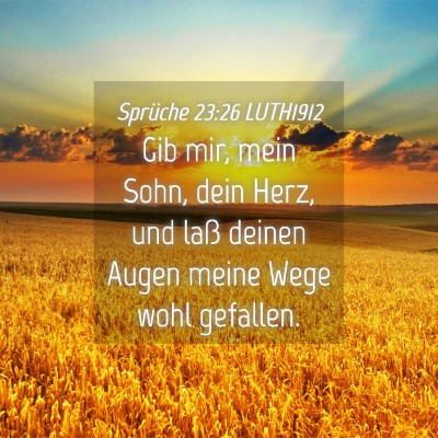 Picture 04 - Sprüche 23:26 LUTH1912 - Gib mir, mein Sohn, dein Herz, und laß deinen - Bible Verse Picture