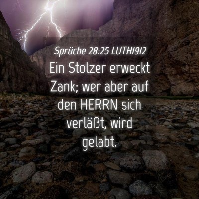 Picture 04 - Sprüche 28:25 LUTH1912 - Ein Stolzer erweckt Zank; wer aber auf den HERRN - Bible Verse Picture