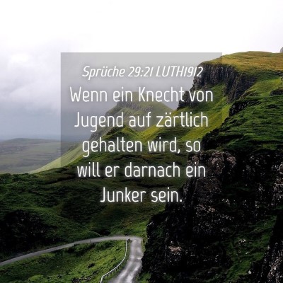 Picture 04 - Sprüche 29:21 LUTH1912 - Wenn ein Knecht von Jugend auf zärtlich gehalten - Bible Verse Picture
