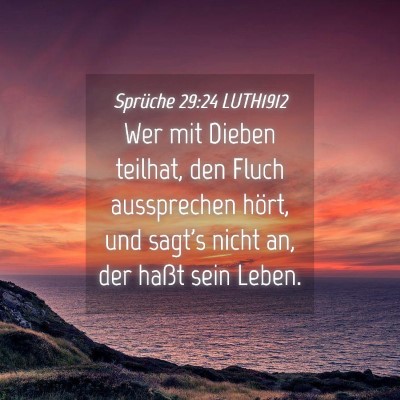 Picture 04 - Sprüche 29:24 LUTH1912 - Wer mit Dieben teilhat, den Fluch aussprechen - Bible Verse Picture