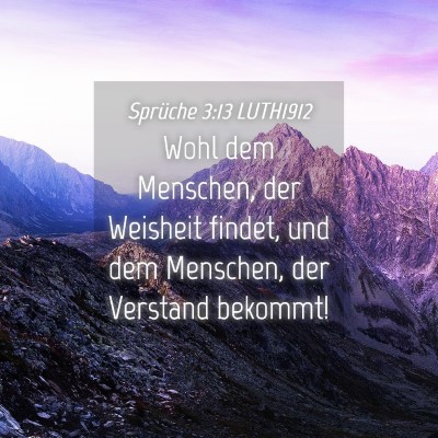 Picture 04 - Sprüche 3:13 LUTH1912 - Wohl dem Menschen, der Weisheit findet, und dem - Bible Verse Picture