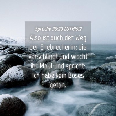 Picture 04 - Sprüche 30:20 LUTH1912 - Also ist auch der Weg der Ehebrecherin; die - Bible Verse Picture