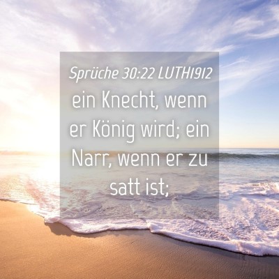 Picture 04 - Sprüche 30:22 LUTH1912 - ein Knecht, wenn er König wird; ein Narr, wenn - Bible Verse Picture