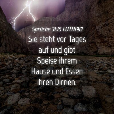 Picture 04 - Sprüche 31:15 LUTH1912 - Sie steht vor Tages auf und gibt Speise ihrem - Bible Verse Picture
