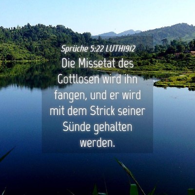 Picture 04 - Sprüche 5:22 LUTH1912 - Die Missetat des Gottlosen wird ihn fangen, und - Bible Verse Picture