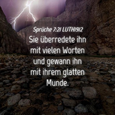 Picture 04 - Sprüche 7:21 LUTH1912 - Sie überredete ihn mit vielen Worten und gewann - Bible Verse Picture