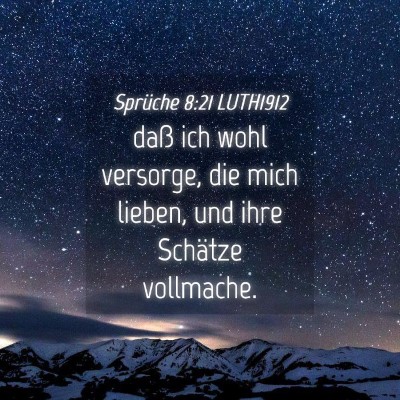 Picture 04 - Sprüche 8:21 LUTH1912 - daß ich wohl versorge, die mich lieben, und ihre - Bible Verse Picture