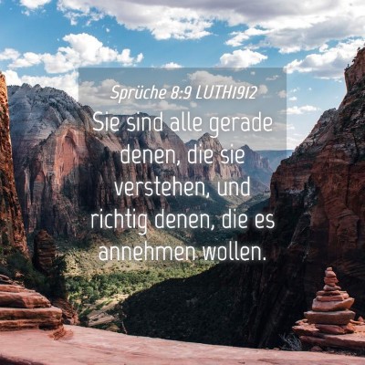 Picture 04 - Sprüche 8:9 LUTH1912 - Sie sind alle gerade denen, die sie verstehen, - Bible Verse Picture