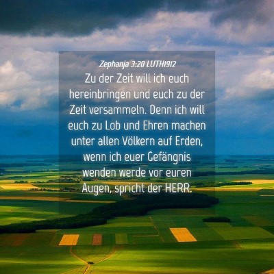 Picture 04 - Zephanja 3:20 LUTH1912 - Zu der Zeit will ich euch hereinbringen und euch - Bible Verse Picture
