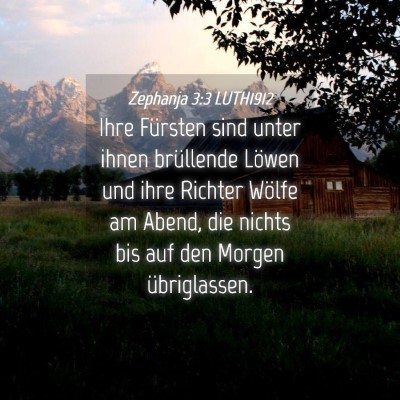 Picture 04 - Zephanja 3:3 LUTH1912 - Ihre Fürsten sind unter ihnen brüllende Löwen - Bible Verse Picture