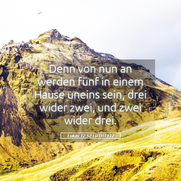Lukas 12:52 LUTH1912 - Denn von nun an werden fünf in einem Hause