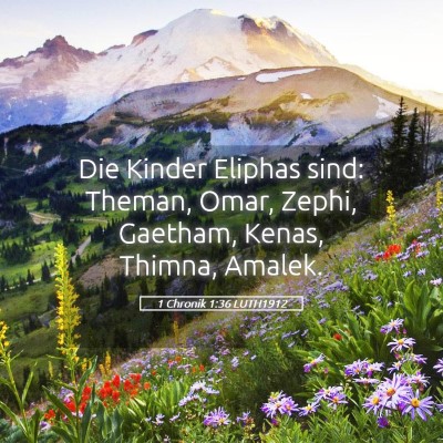 Picture 05 - 1 Chronik 1:36 LUTH1912 - Die Kinder Eliphas sind: Theman, Omar, Zephi, - Bible Verse Picture