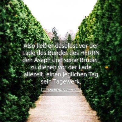 Picture 05 - 1 Chronik 16:37 LUTH1912 - Also ließ er daselbst vor der Lade des Bundes - Bible Verse Picture