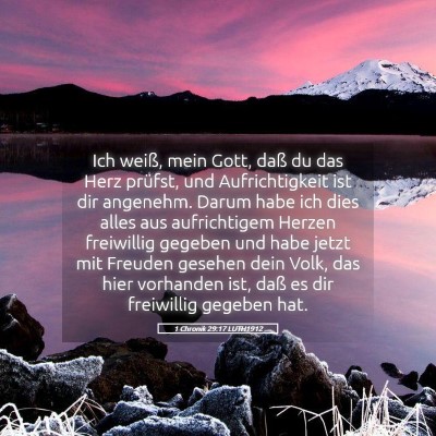 Picture 05 - 1 Chronik 29:17 LUTH1912 - Ich weiß, mein Gott, daß du das Herz prüfst, - Bible Verse Picture
