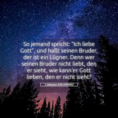Picture 05 - 1 Johannes 4:20 LUTH1912 - So jemand spricht: “Ich liebe Gott”, und - Bible Verse Picture