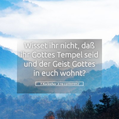 Picture 05 - 1 Korinther 3:16 LUTH1912 - Wisset ihr nicht, daß ihr Gottes Tempel seid und - Bible Verse Picture