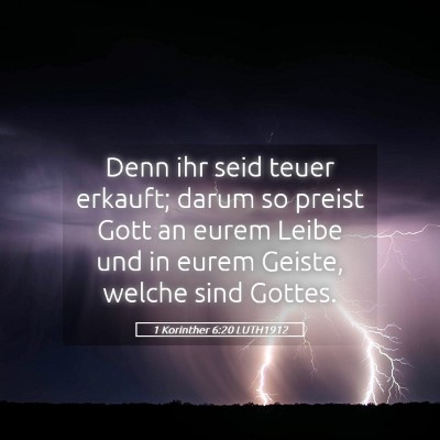 Picture 05 - 1 Korinther 6:20 LUTH1912 - Denn ihr seid teuer erkauft; darum so preist Gott - Bible Verse Picture