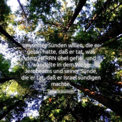 Picture 05 - 1 Könige 16:19 LUTH1912 - um seiner Sünden willen, die er getan hatte, - Bible Verse Picture