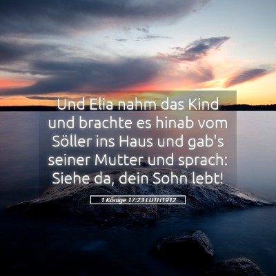 Picture 05 - 1 Könige 17:23 LUTH1912 - Und Elia nahm das Kind und brachte es hinab vom - Bible Verse Picture
