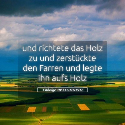Picture 05 - 1 Könige 18:33 LUTH1912 - und richtete das Holz zu und zerstückte den - Bible Verse Picture