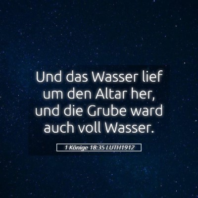 Picture 05 - 1 Könige 18:35 LUTH1912 - Und das Wasser lief um den Altar her, und die - Bible Verse Picture