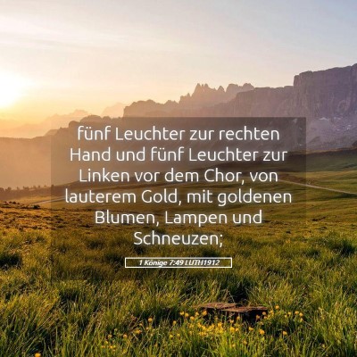 Picture 05 - 1 Könige 7:49 LUTH1912 - fünf Leuchter zur rechten Hand und fünf - Bible Verse Picture