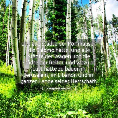 Picture 05 - 1 Könige 9:19 LUTH1912 - und alle Städte der Kornhäuser, die Salomo - Bible Verse Picture