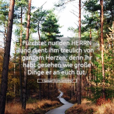 Picture 05 - 1 Samuel 12:24 LUTH1912 - Fürchtet nur den HERRN und dient ihm treulich - Bible Verse Picture