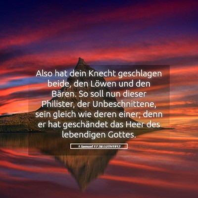 Picture 05 - 1 Samuel 17:36 LUTH1912 - Also hat dein Knecht geschlagen beide, den Löwen - Bible Verse Picture